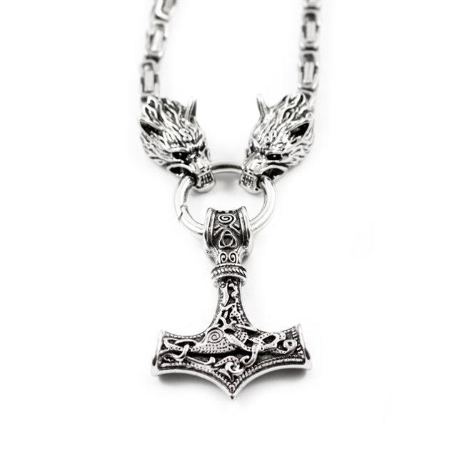 Thors Hammer Halskæde Wolf Steel