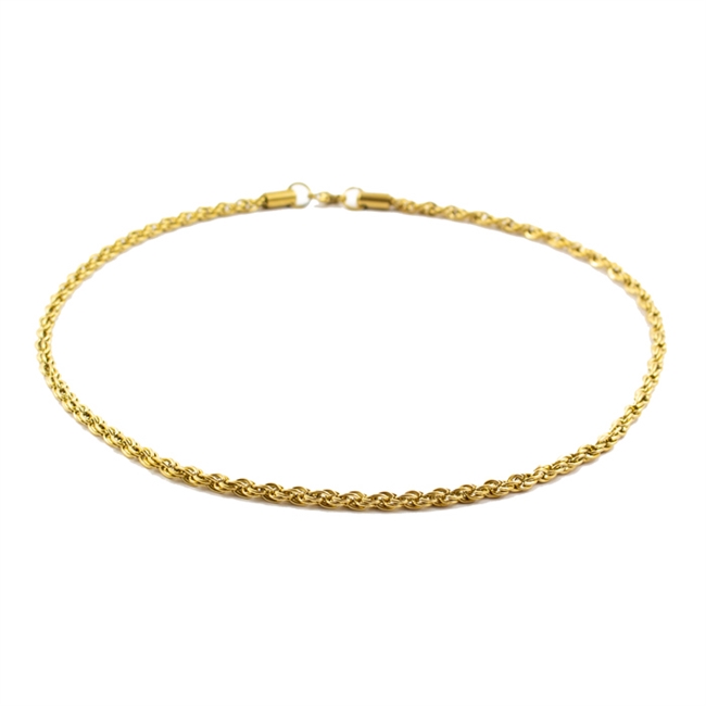 Klassisk guldfarvet halskæde i snoet design.