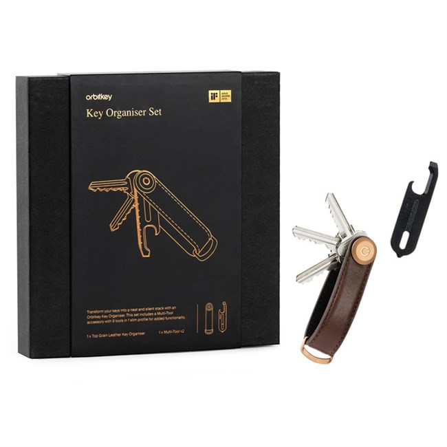 Orbitkey Nøglering & Multitool Gaveæske Espresso Sort