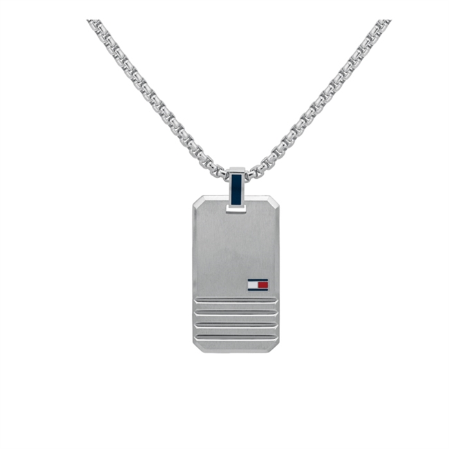 Hilfiger Halskæde Iconic Stripes Necklace Dogtag Sølv