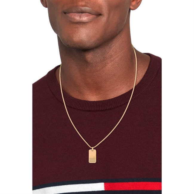 Hilfiger Halskæde Iconic Stripes Necklace Dogtag Gylden