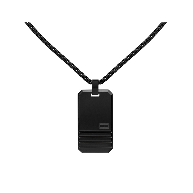 Hilfiger Halskæde Iconic Stripes Necklace Dogtag Sort