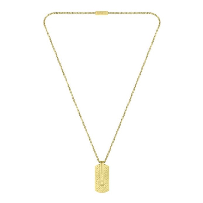 Dogtag Halskæde Fra BOSS i guldtone.