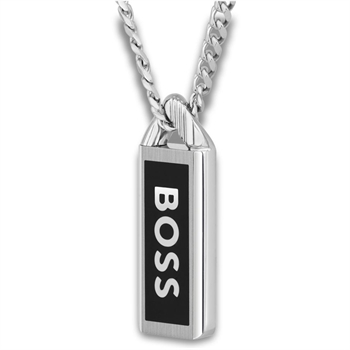 Stilfuld halskæde med logo vedhæng i sølvtone fra BOSS.