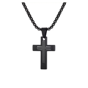 Kors Halskæde Twotone Sort