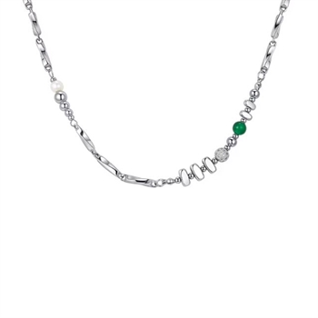 Halskæde Silver Steel & Perlz