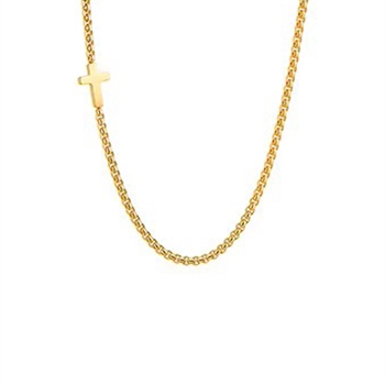 Crossline Halskæde Guldtonet Kors
