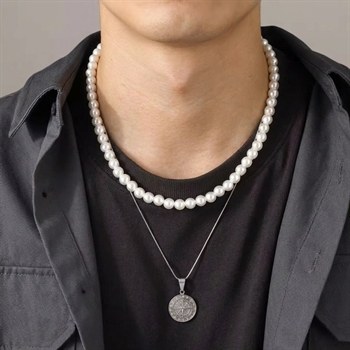 Halskæde Sæt med Perler & kompas vedhæng