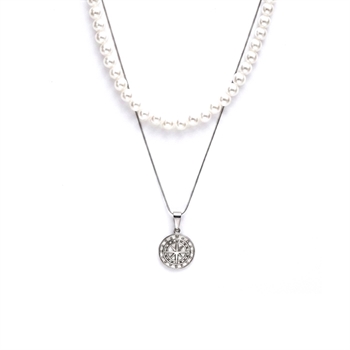 Halskæde Sæt med Perler & kompas vedhæng