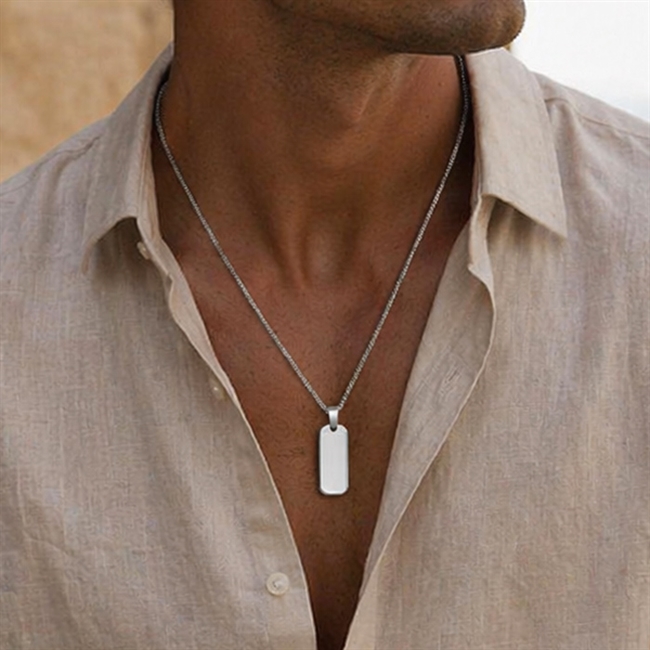 Halskæde Matte steel bar dogtag