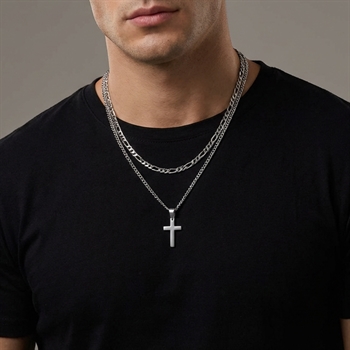 Halskæde sæt Kors & Curb kæde