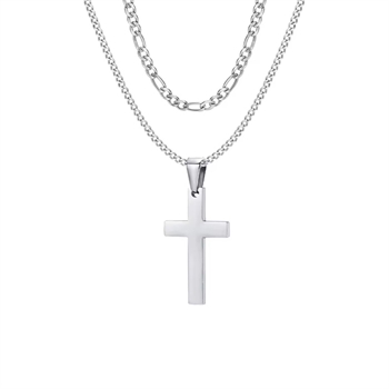 Halskæde sæt Kors & Curb kæde