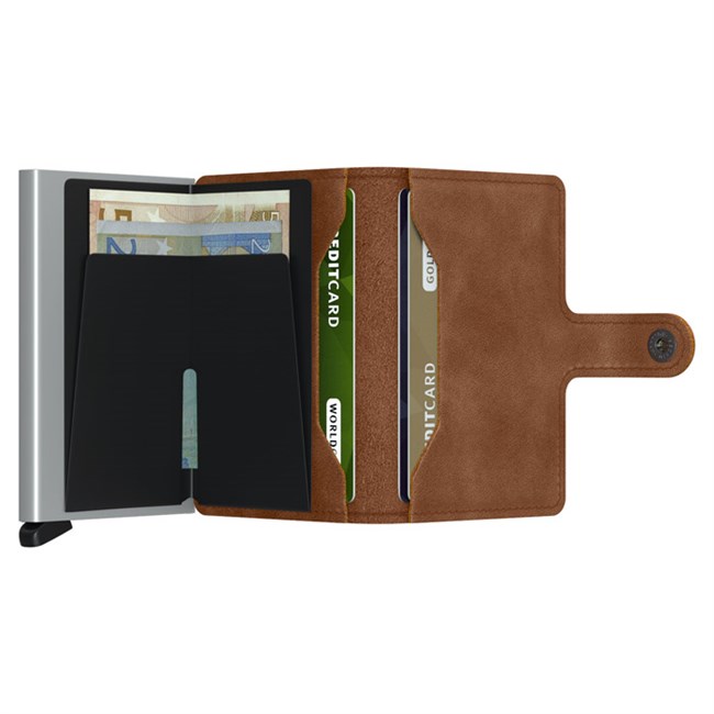 Secrid Mini Wallet Cognac Brown & Silver