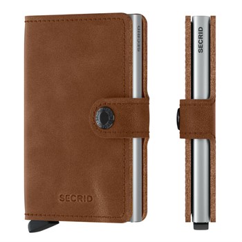 Secrid Mini Wallet Cognac Brown & Silver