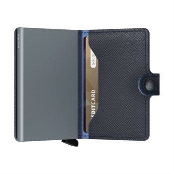 Secrid Mini Wallet Saffiano Navy Blå