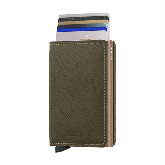 Secrid Slim Wallet Saffiano Oliven Grøn