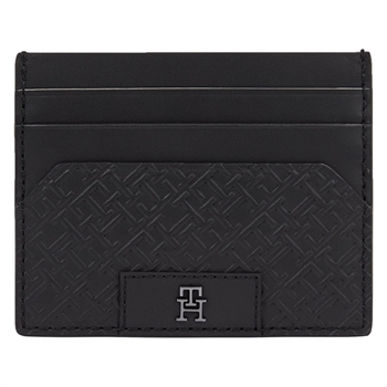 Lækker sort læder kortholder med monogram fra Tommy Hilfiger.