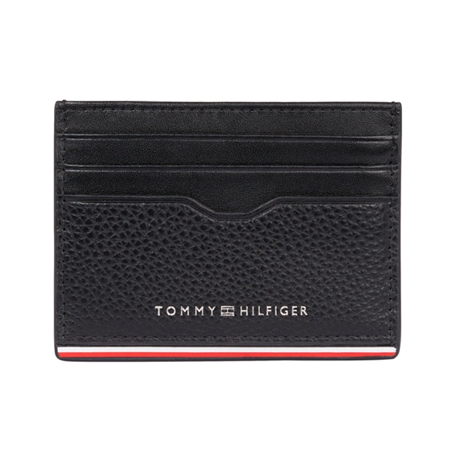 Lækker lille sort korthilder med logo og logostriber fra Tommy Hilfiger.​​​​​​​