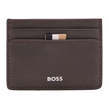 Elegant mørkebrun kortholder med logo detaljer fra BOSS