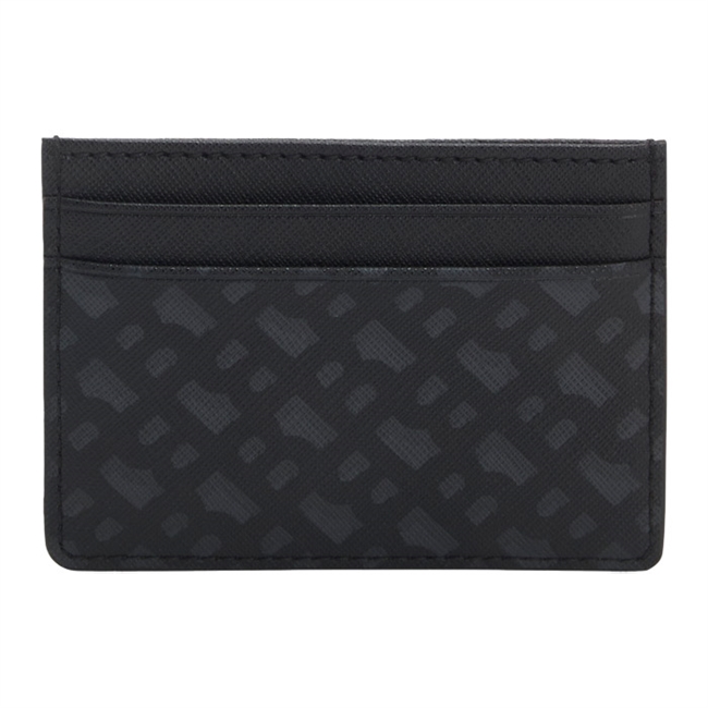 Elegant mønsret kortholder i sort med logo detaljer fra BOSS