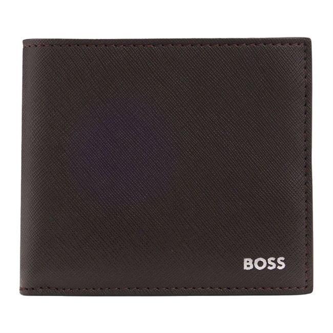 Elegant mørkebrun pung med logo detaljer fra BOSS