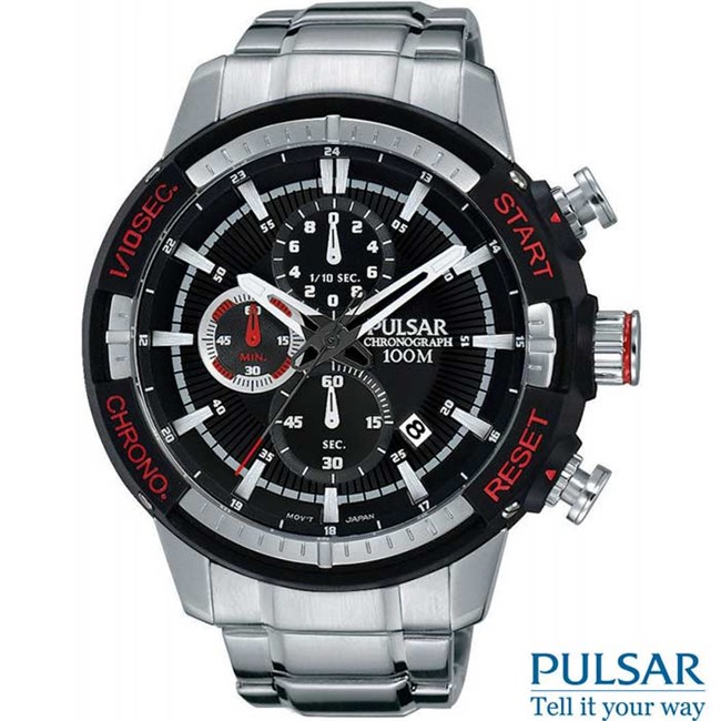 PULSAR Sort Chronograph Herre Ur PM3047X1