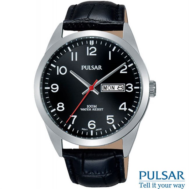 PULSAR Sort Herre Ur Med Læderrem PJ6067X1