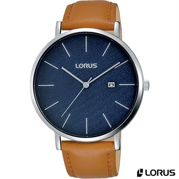 LORUS Herre Ur Cognac Rem med blå Skive & Dato RH903LX9
