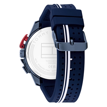 Lækkert navy ur med røde og hvide detaljer fra Tommy Hilfiger