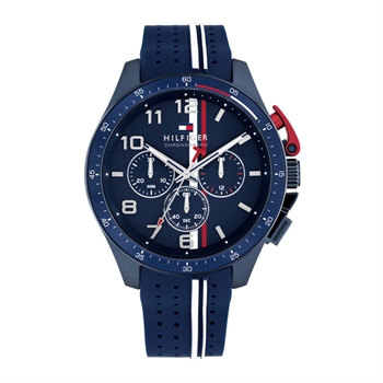 Lækkert navy ur med røde og hvide detaljer fra Tommy Hilfiger