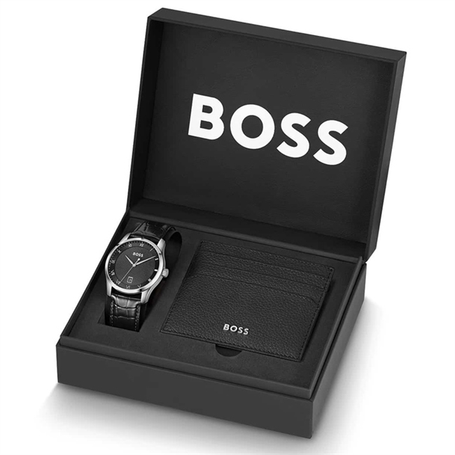 Boss Principle Ur & Kortholder Sæt Sort