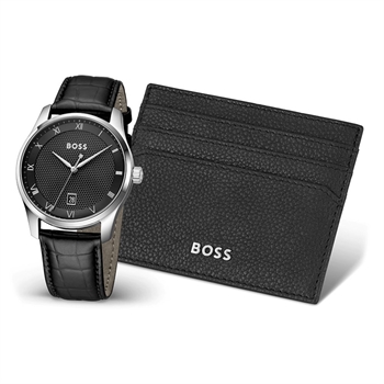 Boss Principle Ur & Kortholder Sæt Sort