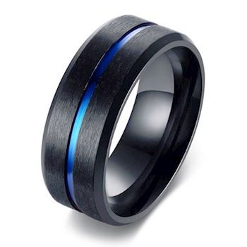 Ring Dark Grey & Blue Stripe
