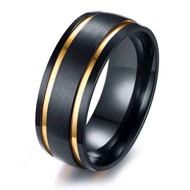 Ring Duo Gold Stripe & Black