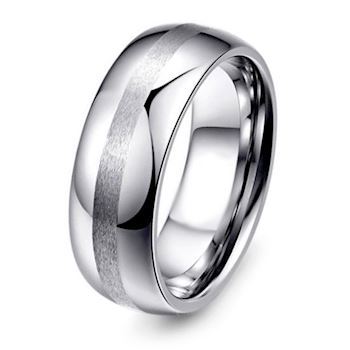 Ring Tungsten Silver Stripe