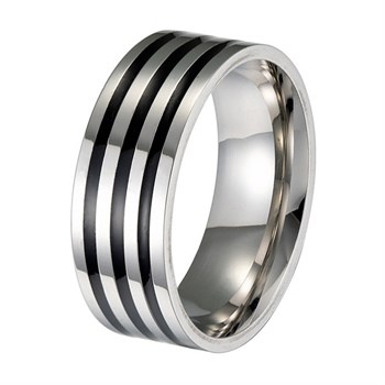 Herre Ring Triple Black & Steel Design