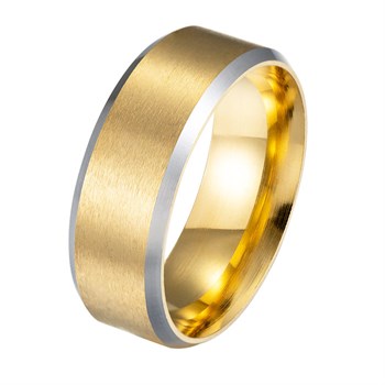 Herre Ring Steel Og Mat Gold Design