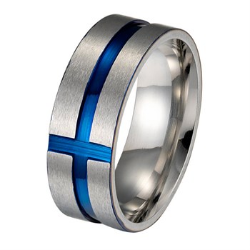 Ring Steel & Blue Cross
