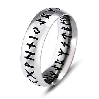 Herre Ring Viking Runes & Steel