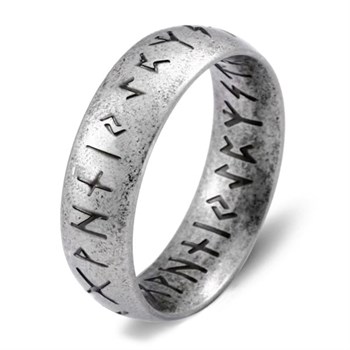 Herre Ring Rustik Runes & Steel