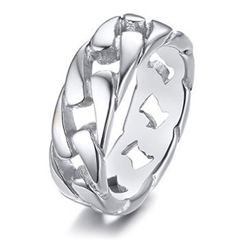 Herre Ring Steel Chain Silver Design