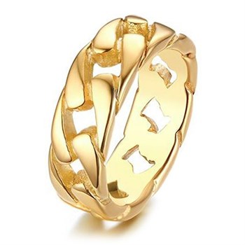 Herre Ring Steel Chain Gold