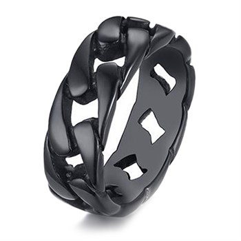 Herre Ring Steel Chain Black