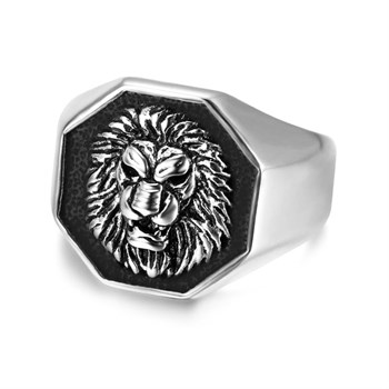 Herre Ring Løve Design Stål