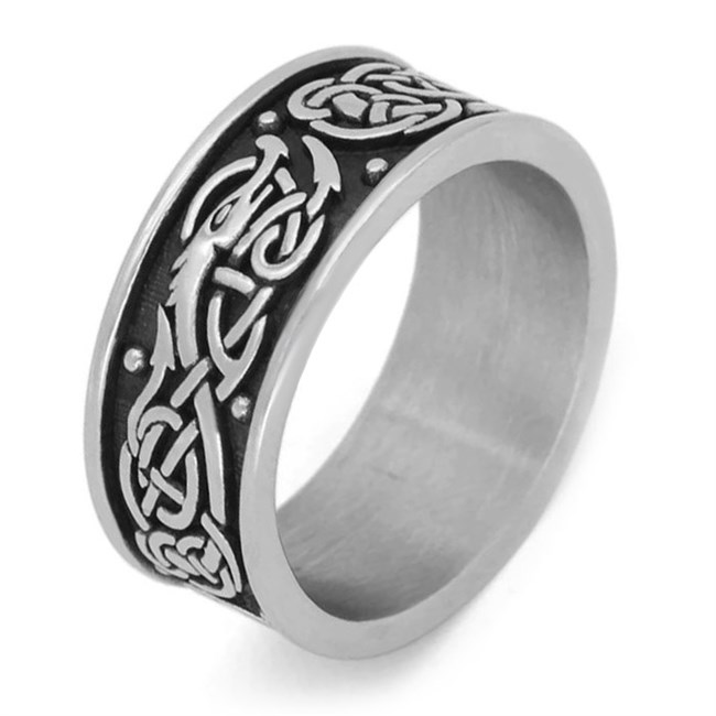 Herre Ring Viking & Drage design