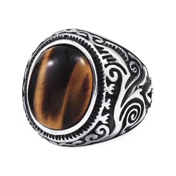 Herre Ring med Tiger Eye Sten