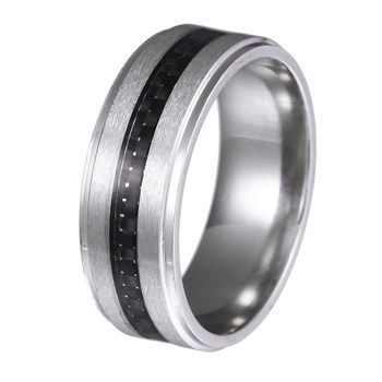 Ring Matte Steel Carbon Stripe