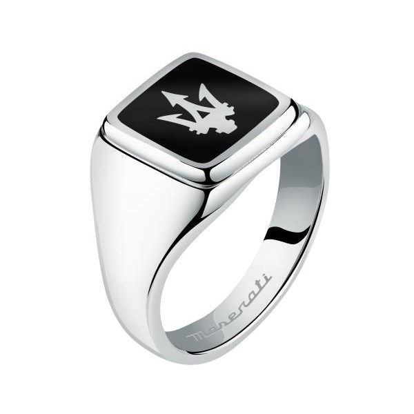 Maserati Ring Black & Steel Logo