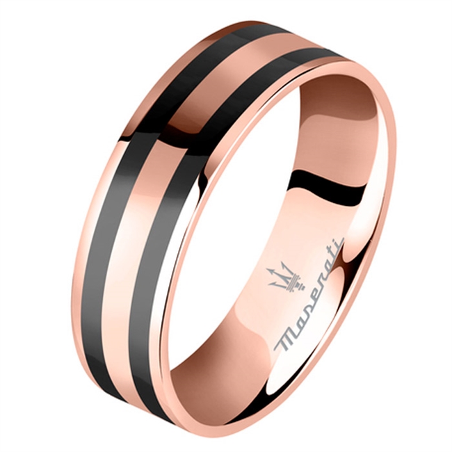 Rose Gold Ring med Sorte striber fra Maserati