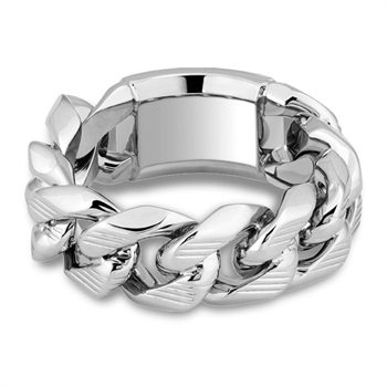 Flot flettet ring med logo fra BOSS i sølvtone.